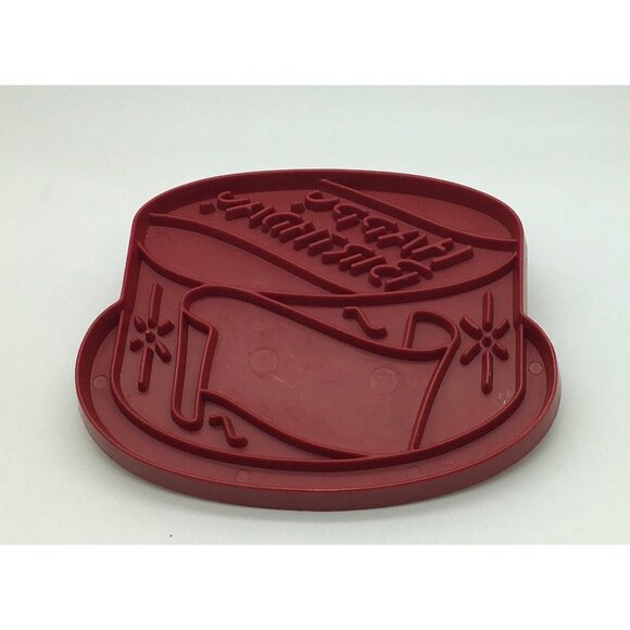 Tupperware Cookie Cutter Happy Birthday Cake Vintage Red - Picture 1 of 2